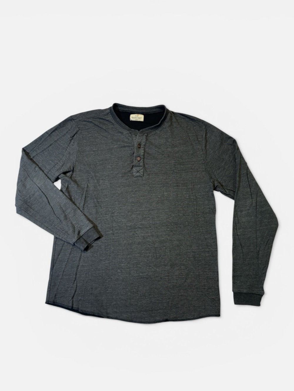Marine Layer mens L Large charcoal gray long sleeve Henley shirt EUC